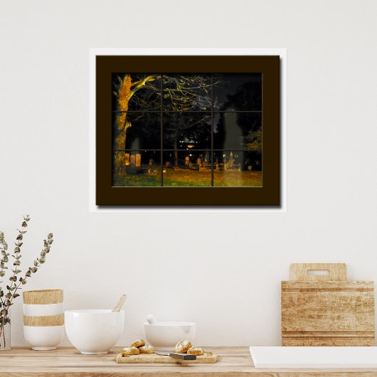 Fake Window Graveyard Halloween Prop Haunted House Poster (Keuken)