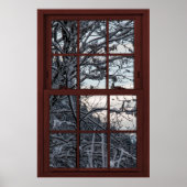 Fake Window - Illusion - Winter Bossen Uitzicht 1 Poster (Voorkant)