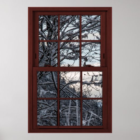 Fake Window - Illusion - Winter Bossen Uitzicht 1 Poster (Voorkant)