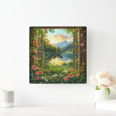 Fake window landscape vierkante klok (Huis)