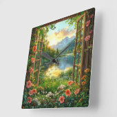 Fake window landscape vierkante klok (Hoek)