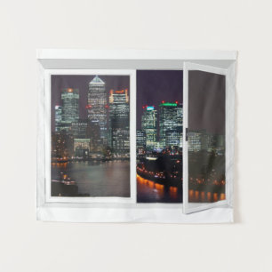 Fake Window London City Wall Hanging Wandkleed