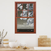 Fake Window - Ominous White Flower Blossom Poster (Keuken)