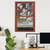 Fake Window - Ominous White Flower Blossom Poster (Thuiskantoor)