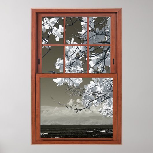 Fake Window - Ominous White Flower Blossom Poster (Voorkant)