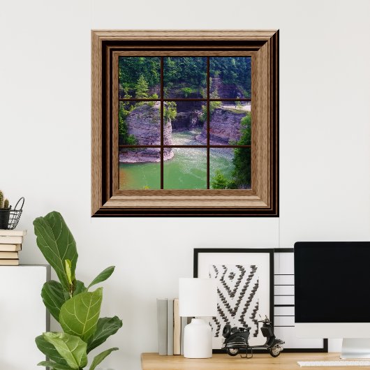 Fake Window Poster Peaceful River Gorge (Thuiskantoor)