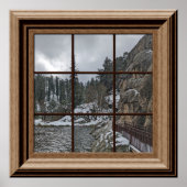 Fake Window Poster Winter Sneeuwscène Lake Trees (Voorkant)