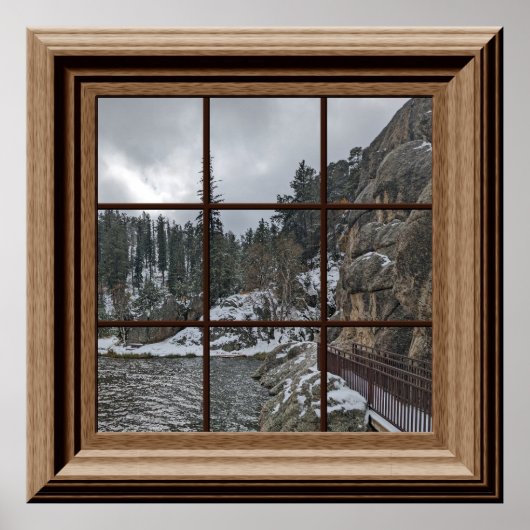 Fake Window Poster Winter Sneeuwscène Lake Trees (Voorkant)