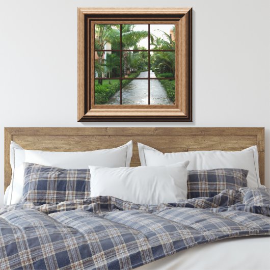 Fake Window Uitzicht Tropical Walkway Peaceful Sce Canvas Afdruk (Insitu (Slaapkamer))