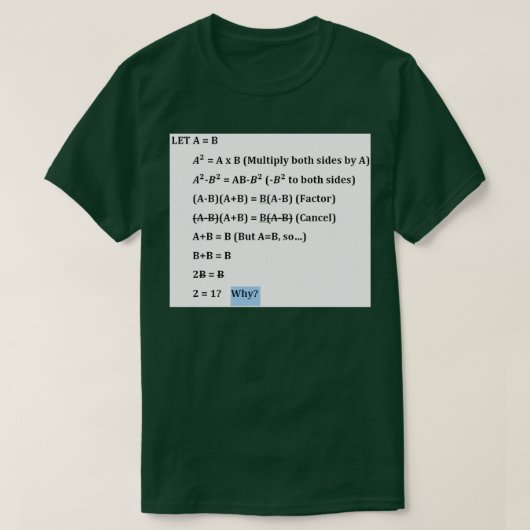 Fake Wiskunde bewijs van T-shirt (Design voorkant)