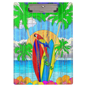 Fake Wood Grain Coastal Surf Art Klembord