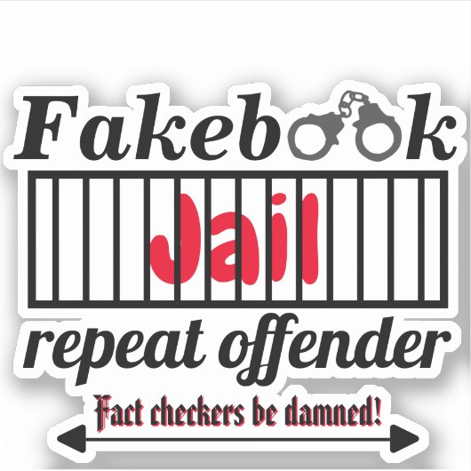 Fakebook Jail Repat Offender Novelty Parody Sticker (Voorkant)