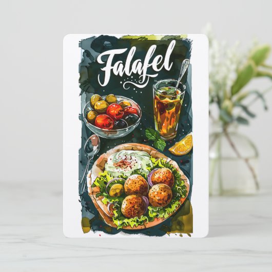 Falafel Hummus Feest: Biologisch Gezond حمصفاف للd Kaart (Staand voorkant)
