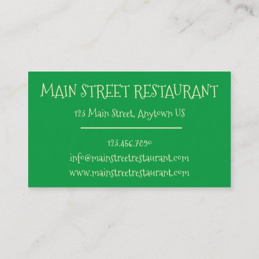 Falafel Midden-Oosters Vegetarisch Voedsel Restaur Visitekaartje (Achterkant)