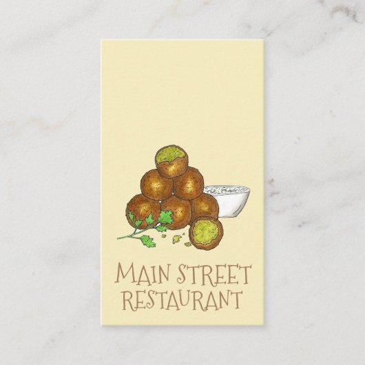 Falafel Midden-Oosters Vegetarisch Voedsel Restaur Visitekaartje (Voorkant)