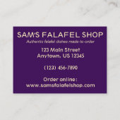 Falafel Sandwich Restaurant Food Cooking Foodie Visitekaartje (Achterkant)