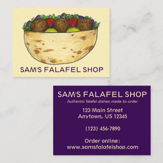 Falafel Sandwich Restaurant Food Cooking Foodie Visitekaartje (Voorkant / Achterkant)