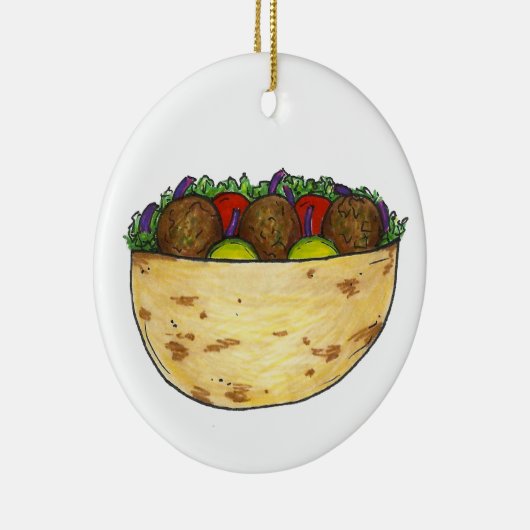 Falafel stoot Pita Sandwich Mediterranean Food Keramisch Ornament (Rechts)