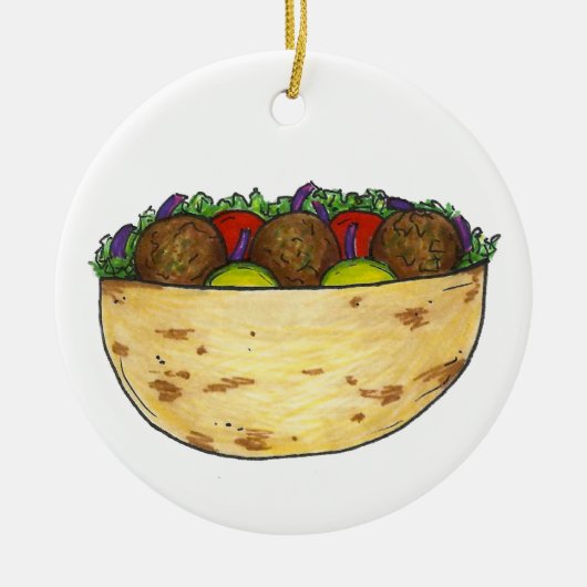 Falafel stoot Pita Sandwich Mediterranean Food Keramisch Ornament (Voorkant)