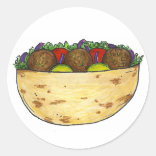 Falafel stuffed Pita Mediterannean Food Sandwich Ronde Sticker