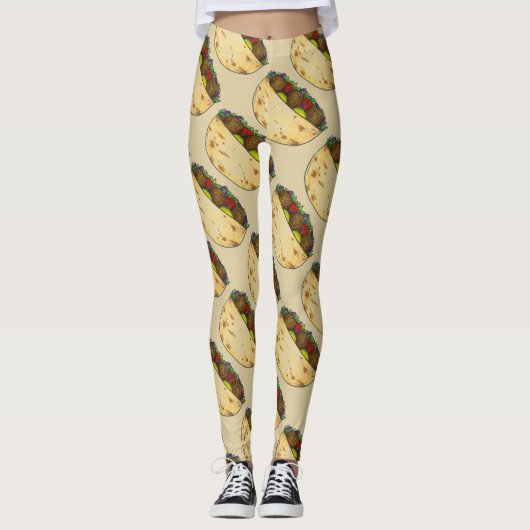 Falafel Stuffed Pita Mediterranean Sandwich Food Leggings (Voorkant)