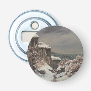 Falaises au Bord de la Mersous la Neige - Courbet Button Flesopener