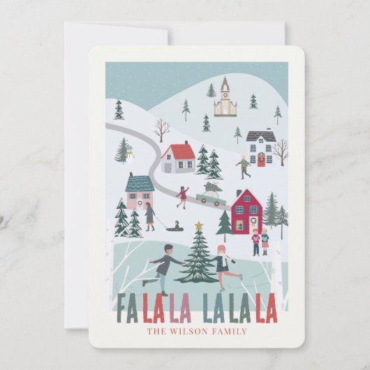 Falala Feestelijke Winter Kerststad/Dorpsfoto Feestdagenkaart (Voorkant)
