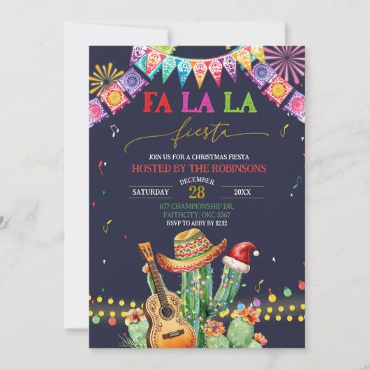 Falala Fiesta Kerstcactus Feestje Kaart (Voorkant)