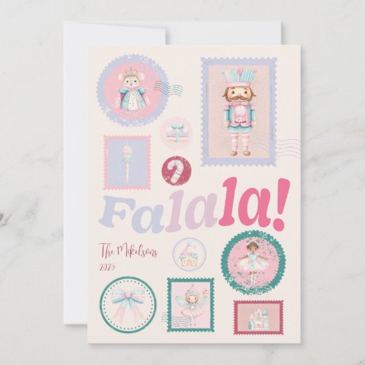 Falala Groovy Nutcracker Pastel Christmas Feestdagenkaart (Voorkant)