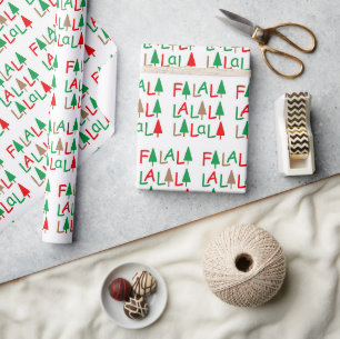 FaLaLa. Kerstbomen groen rood Cadeaupapier