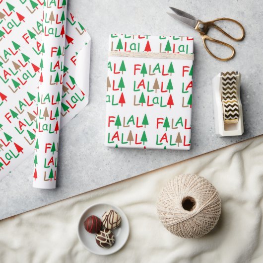 FaLaLa. Kerstbomen groen rood Cadeaupapier (Crafts)