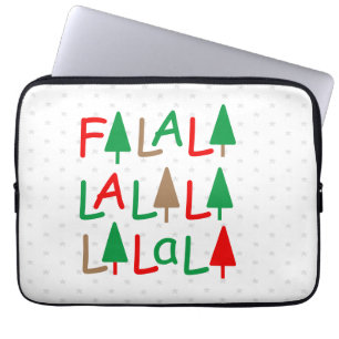 FaLaLa. Kerstbomen Groene Rode Sneeuwvlokken Laptop Sleeve