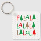 FaLaLa. Kerstbomen Groene Rode Sneeuwvlokken Sleutelhanger (Voorkant)