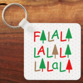FaLaLa. Kerstbomen Groene Rode Sneeuwvlokken Sleutelhanger (Voorkant)