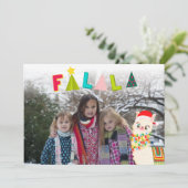 Falala Kleurrijke Llama Aangepaste Foto Feestdagenkaart (Staand voorkant)
