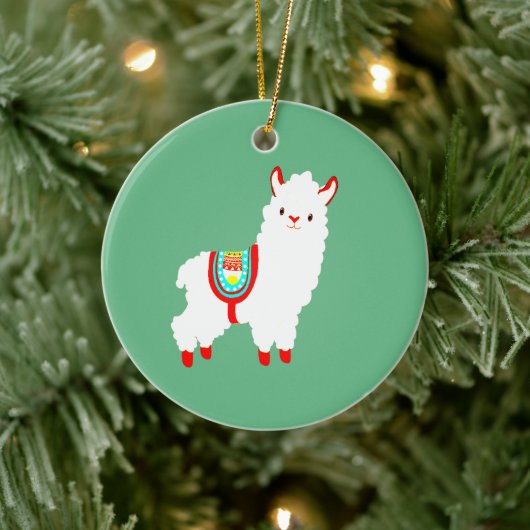 FaLaLa Llama met jaar van douane Keramisch Ornament (Boom)