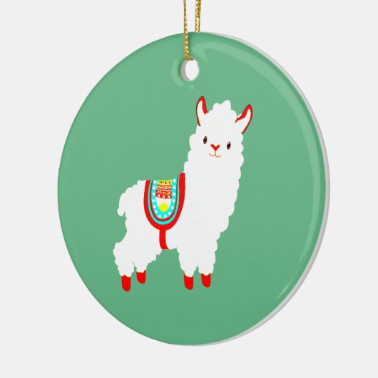 FaLaLa Llama met jaar van douane Keramisch Ornament (Links)