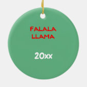 FaLaLa Llama met jaar van douane Keramisch Ornament (Achterkant)