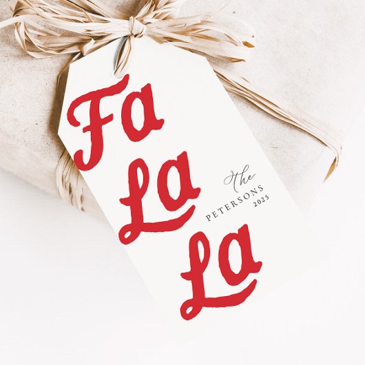 Falala Modern Retro Cranberry Plaid Kerstmis Cadeaulabel