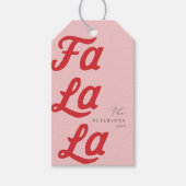 Falala Modern Retro Roze & Rood Geplaagd Kerstmis Cadeaulabel (Voorkant)