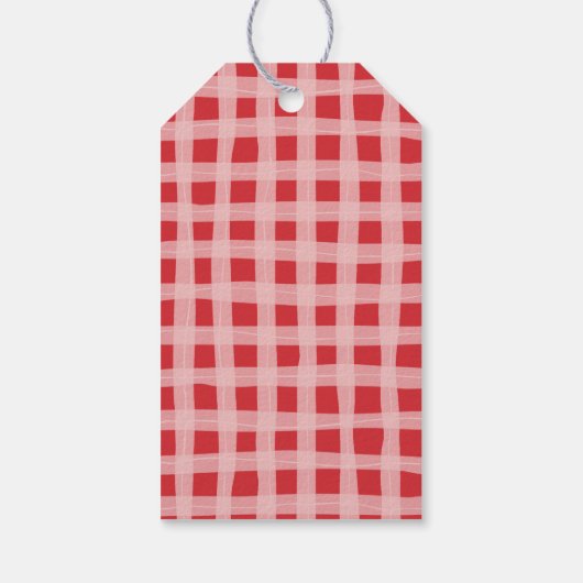 Falala Modern Retro Roze & Rood Geplaagd Kerstmis Cadeaulabel (Achterkant)