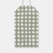 Falala Modern Retro Sage Green Plaid Kerstmis Cadeaulabel (Achterkant)