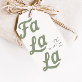 Falala Modern Retro Sage Green Plaid Kerstmis Cadeaulabel