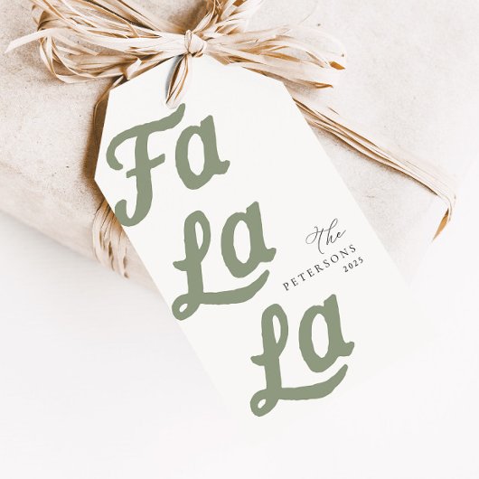 Falala Modern Retro Sage Green Plaid Kerstmis Cadeaulabel