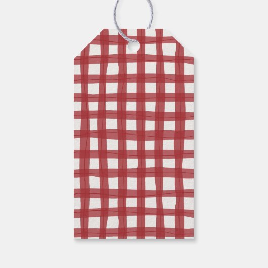 Falala Modern Retro Vibrant Plaid Kerstmis Cadeaulabel (Achterkant)