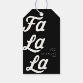 Falala Modern Retro Zwart & Wit Geplaagd Kerstmis Cadeaulabel (Voorkant)