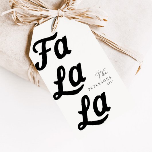 Falala Modern Retro Zwart & Wit Geplaagd Kerstmis Cadeaulabel