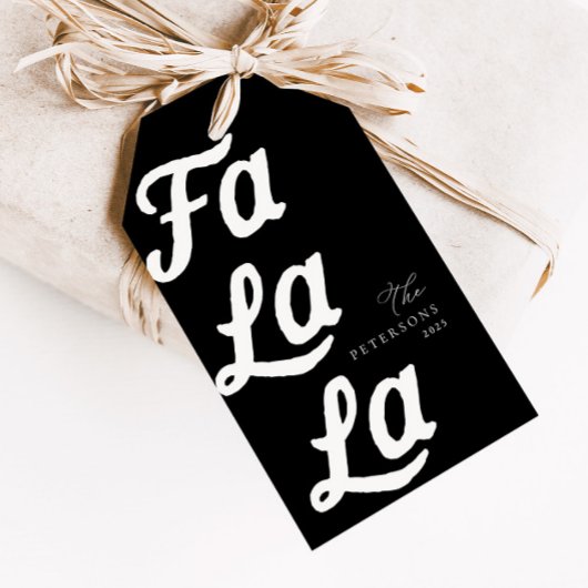 Falala Modern Retro Zwart & Wit Geplaagd Kerstmis Cadeaulabel