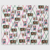 Falala Pastel geruit patroon kerstfoto Cadeaupapier (Vlak)