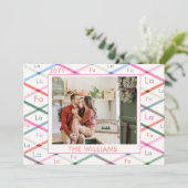 Falala Pastel geruit patroon kerstfoto Feestdagenkaart (Staand voorkant)